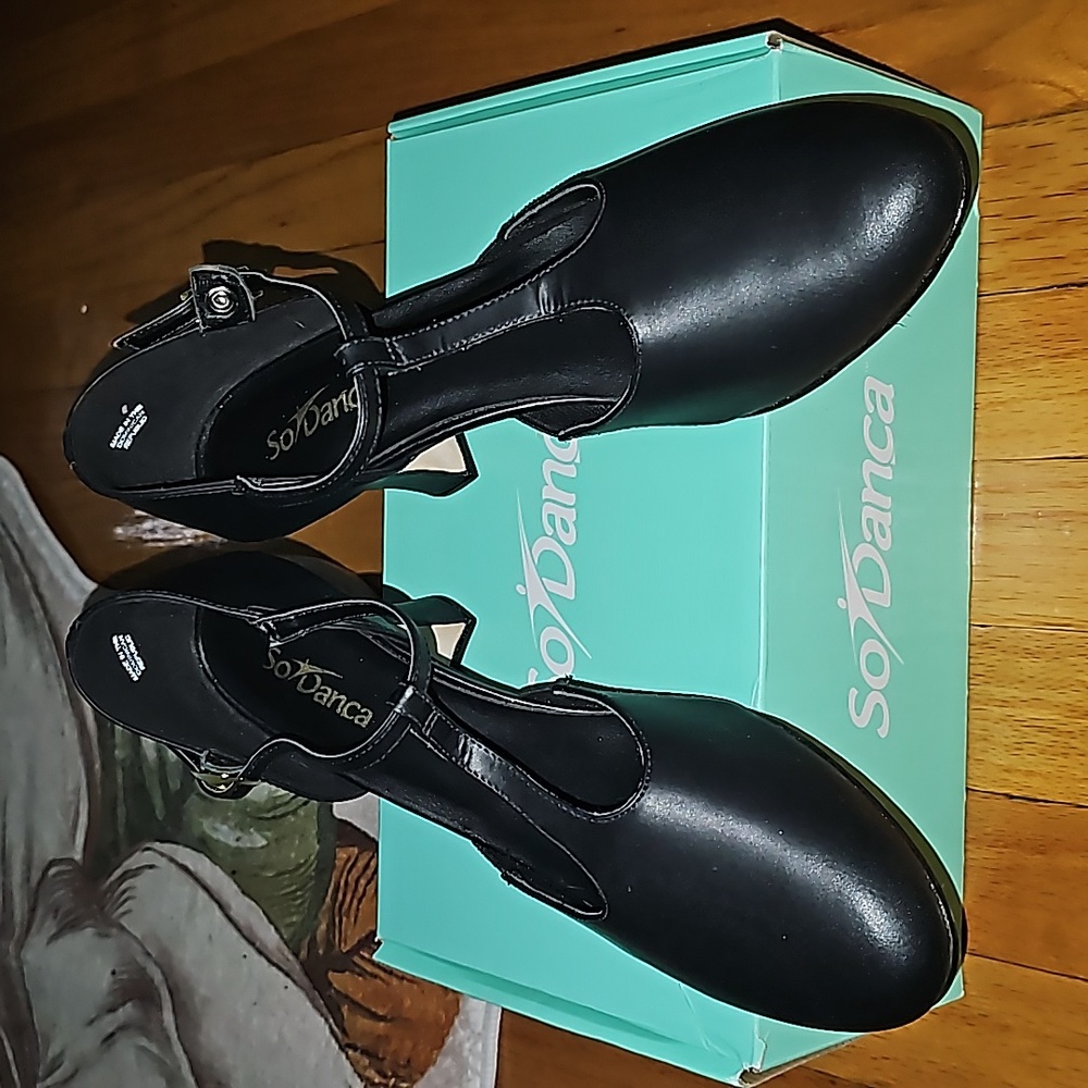 Black Leather Dance Heels by SoDanca
